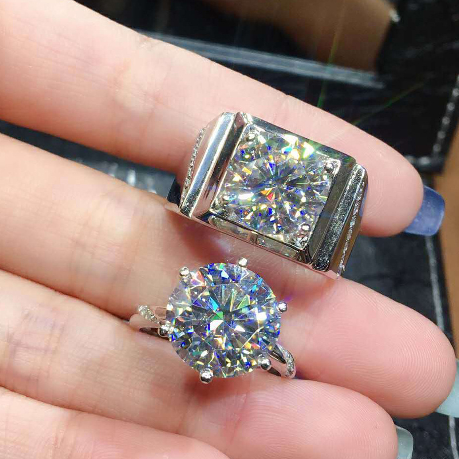 八心八箭镀pt950闪钻锆石仿真莫桑钻开口戒指 男女情侣对戒 网红