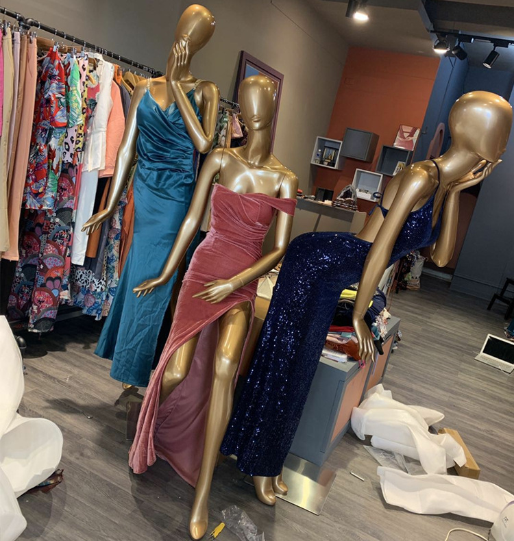 服装店假人模特道具全身金色人体艺术时尚组合女装模特橱窗展示架