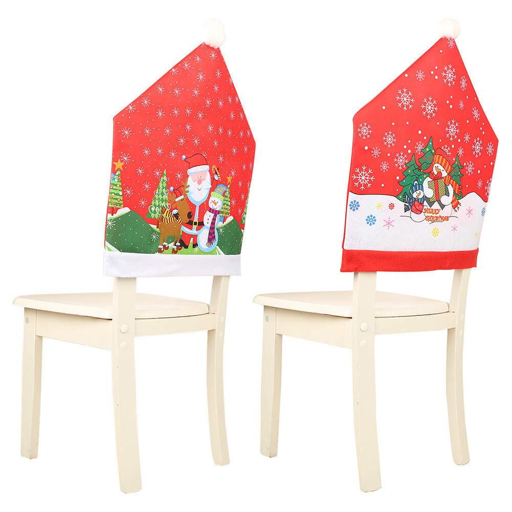 New Christmas Decorations Printed Chair Cover Snowflake Stool Chair Restaurant Home Fabric Large Hat Wholesale