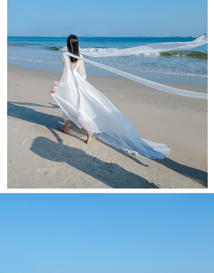 三亚青海沙滩裙超仙海边度假年会礼服红色大拖尾沙漠长裙飘逸拍照