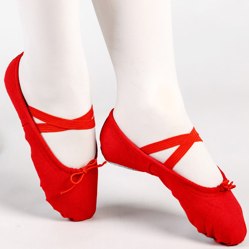 成人形体练功瑜伽鞋 儿童芭蕾舞蹈鞋 多色可选软底皮头练习舞鞋