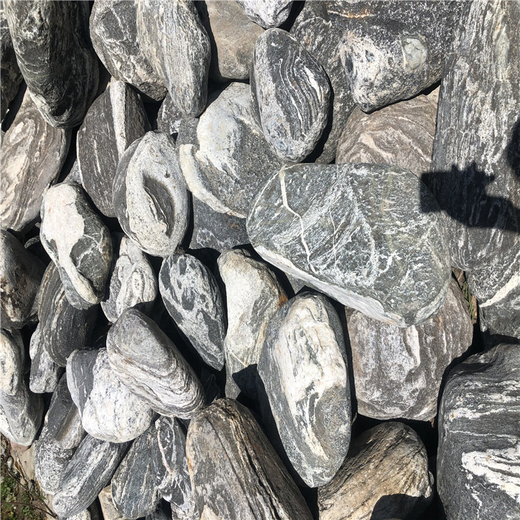 雅安石黑白花纹景观石筋纹石凸出筋纹的花园景观石