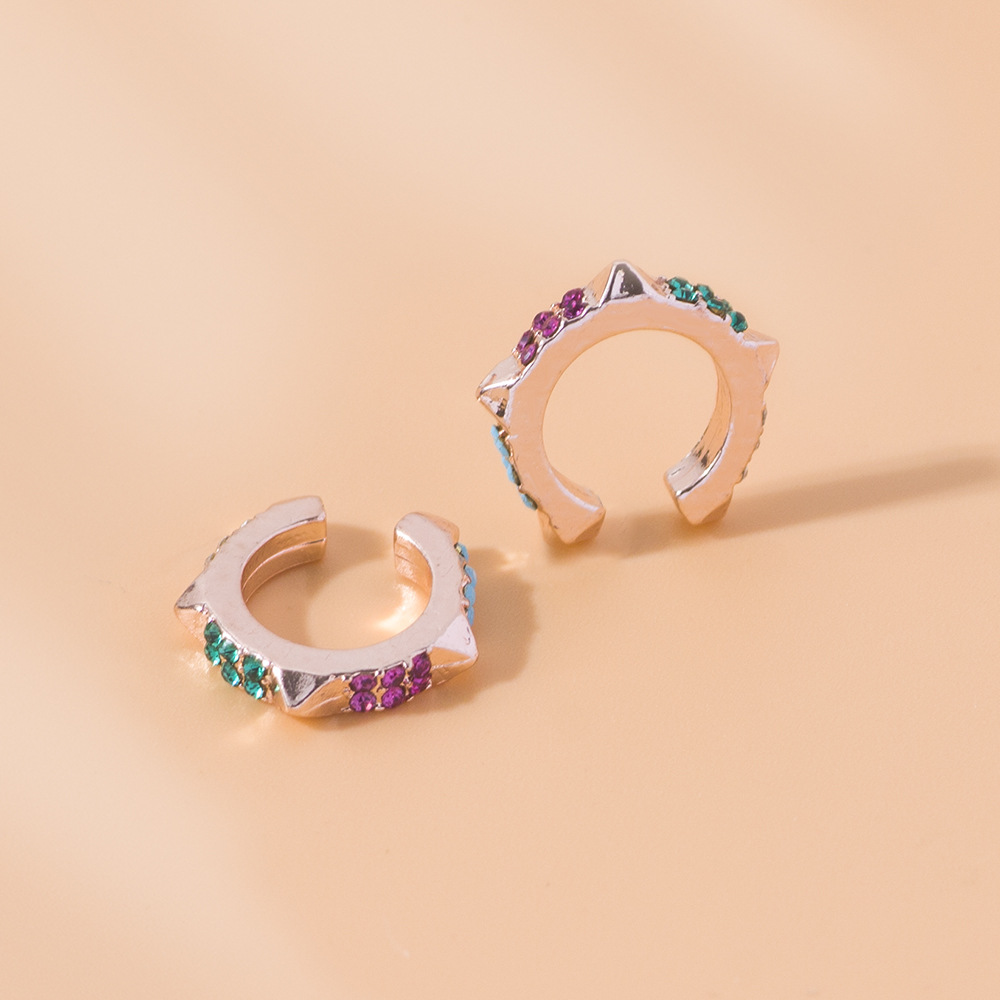 欧美跨境爆款耳饰 合金彩钻尖锥耳夹 男女潮流耳骨饰品厂家直销