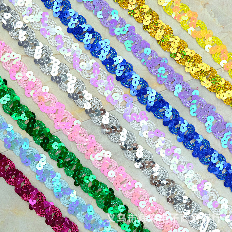 Spot Sequin Wave Lace S-Shaped Sequin Ribbon Dance Costume Accessories 1.8cm Wide 12 M