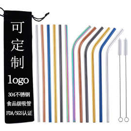 304彩色金属不锈钢吸管套装 饮料咖啡奶茶果汁吸管跨境专供定制