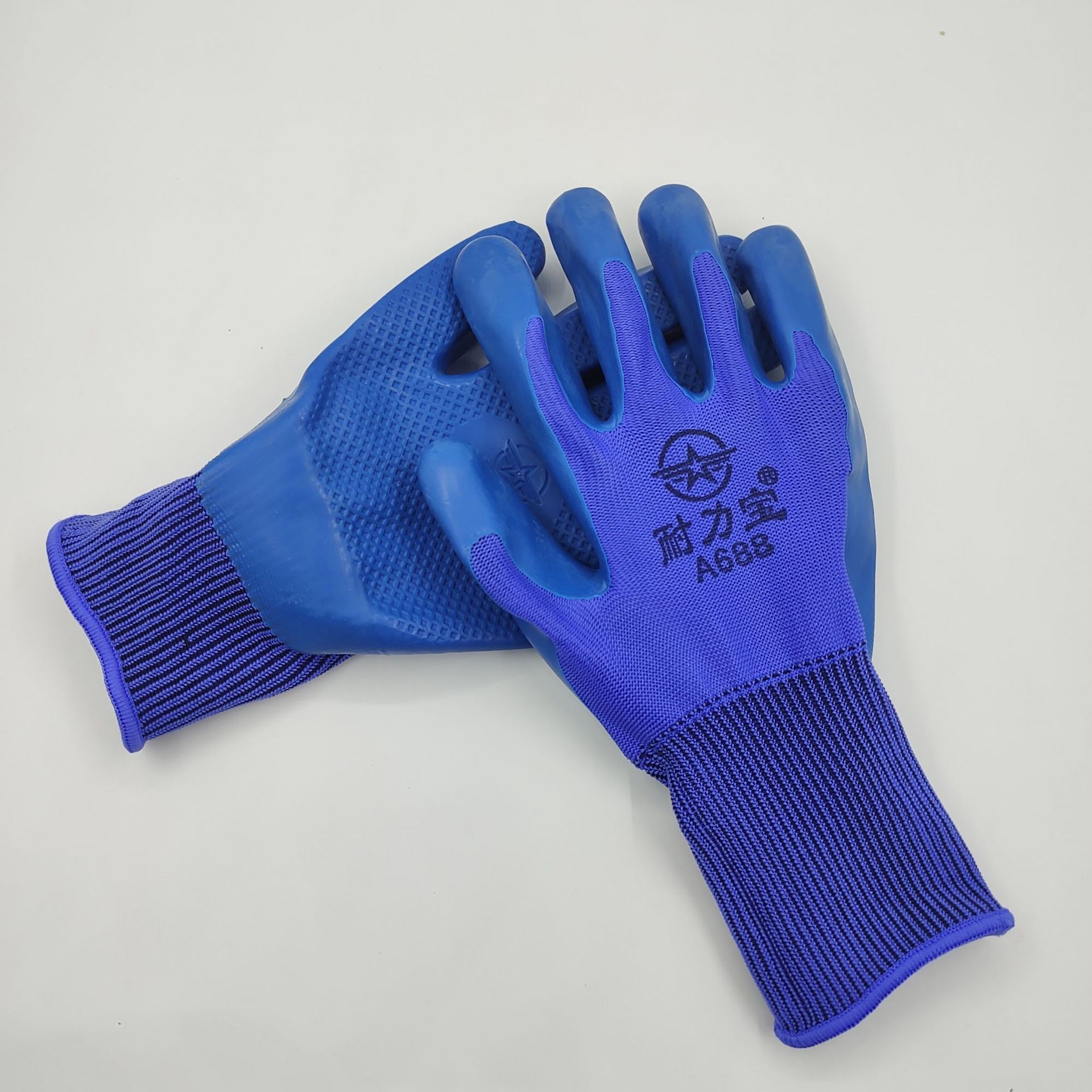 超耐磨浸胶工业手套加厚胶片工地手套防滑耐磨胶皮压纹劳保手套