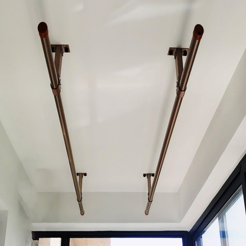 晾衣杆阳台顶装固定晾衣架吊顶式晒衣杆单杆伸缩杆小户型晾衣神器