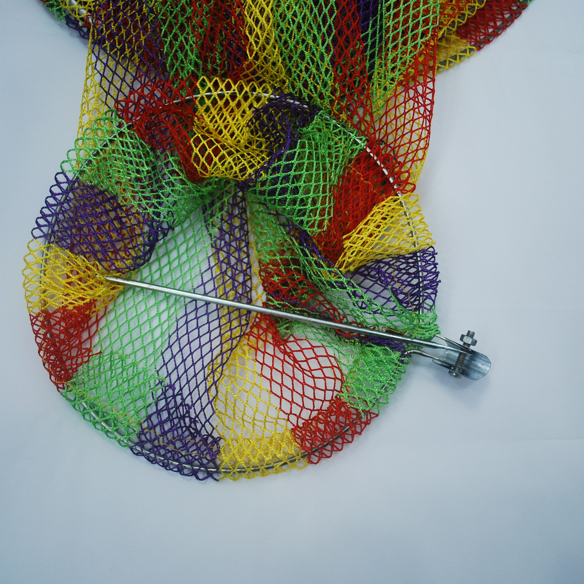 彩条鱼护 折叠软钢丝渔护 防挂简易手工编织小渔网 网兜渔具 鱼护