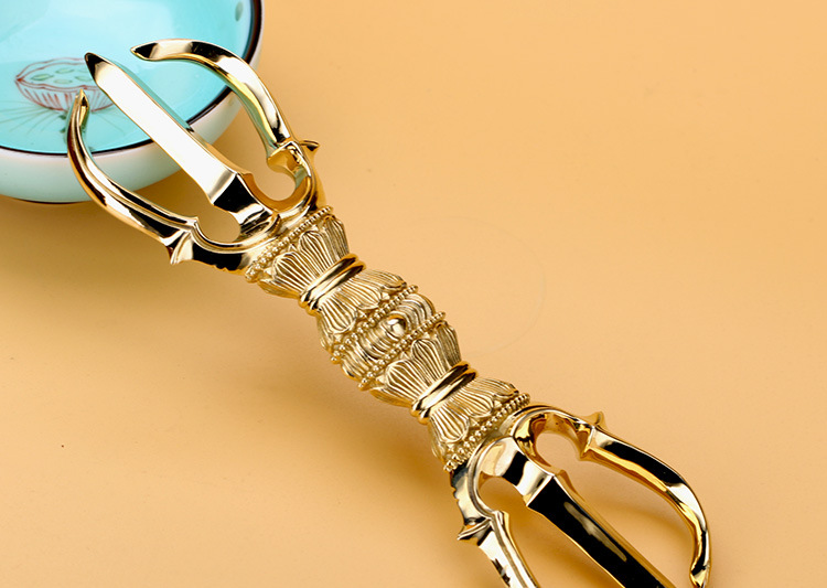 唐密法器真言宗法器东密法器真言宗三股金刚杵摆件黄铜手工21cm