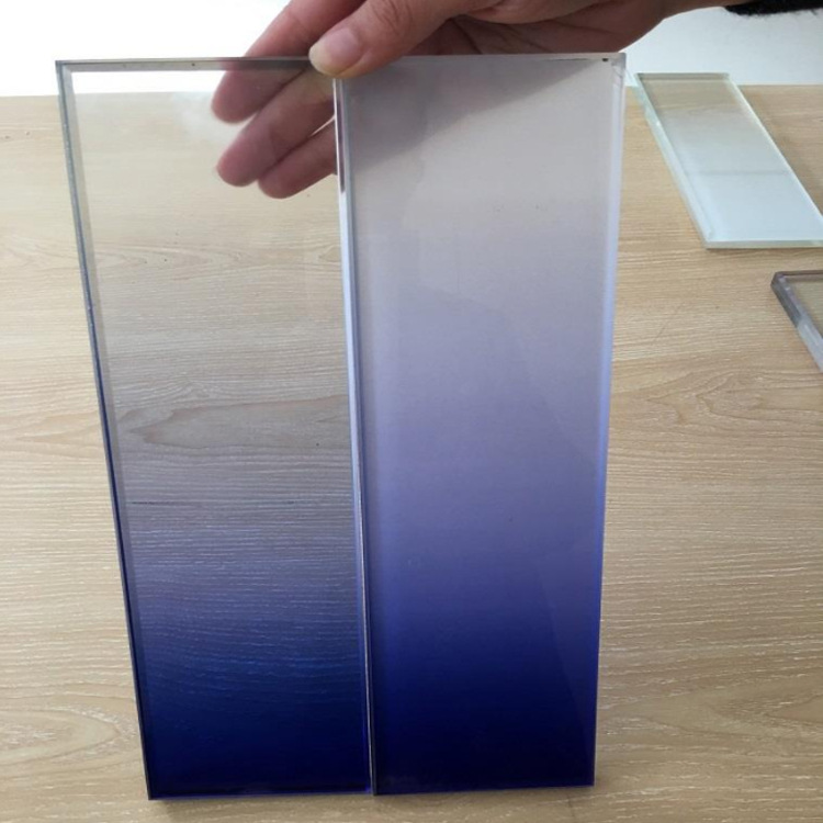 厂家直销4 4 5 5 6 6渐变玻璃彩色高温彩釉渐变玻璃 渐变夹胶玻璃