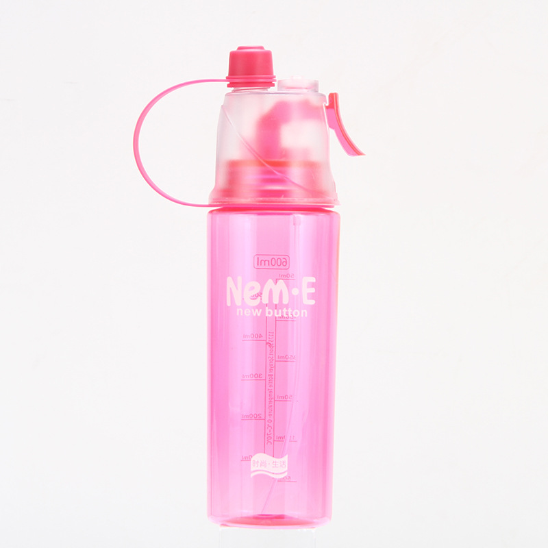 Sports Spray Water Bottle Plastic Outdoor Water Bottle Cooling Filling Bottle Creative Gift Spray Cup Factory Direct Sales Internet Celebrity