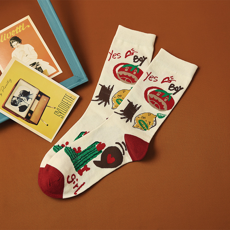 Socks Funny Little Man Long Socks Men and Women Korean Style Mid-Calf Harajuku Style Cute Girl Japanese Cartoon Net Red Fashion Socks