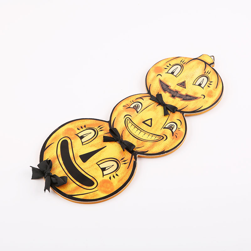 New Halloween Pumpkin Shape Party Decorated Hangtag Home Ghost Festival Decoration Wooden Crafts Hanging Board Wholesale