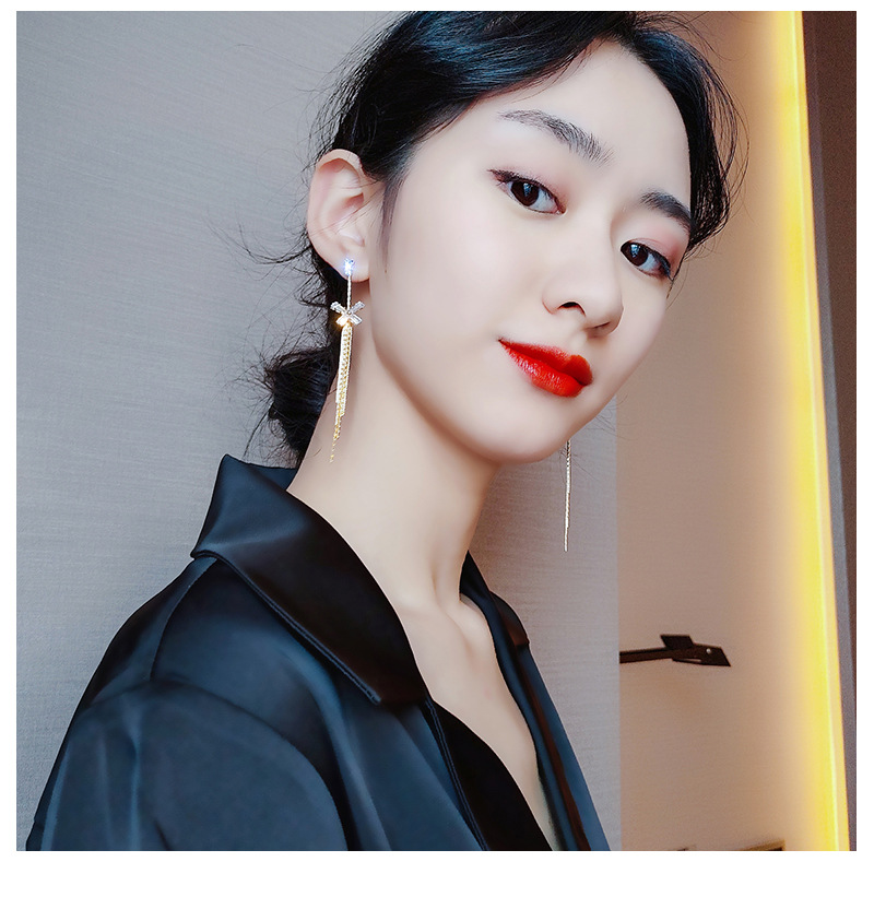 2020新款潮耳钉蝴蝶流苏耳环简约气质网红耳饰女s925银针长款耳坠