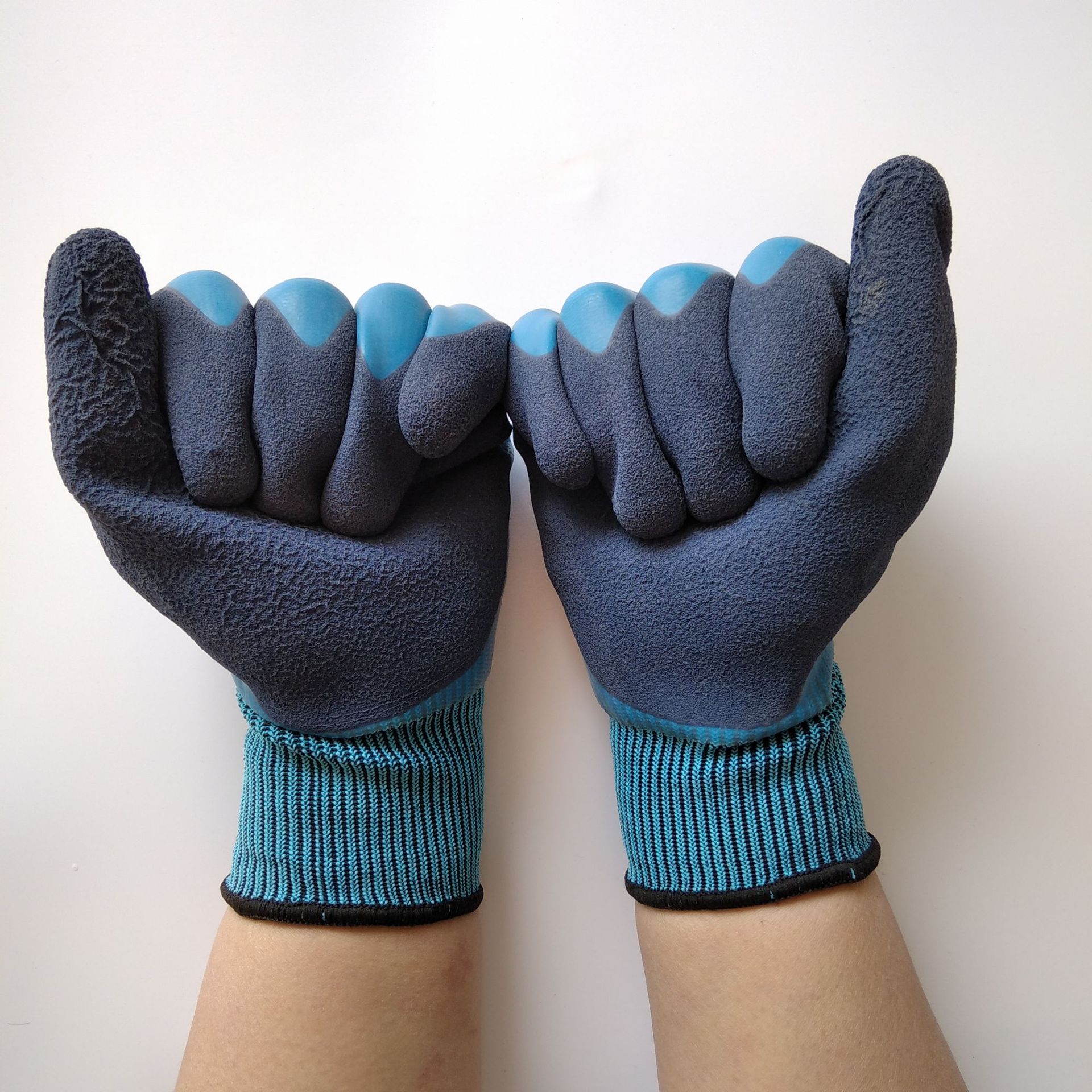 腾昌双层浸胶防水手套劳保防护耐磨防滑柔软橡胶工地建筑工作手套