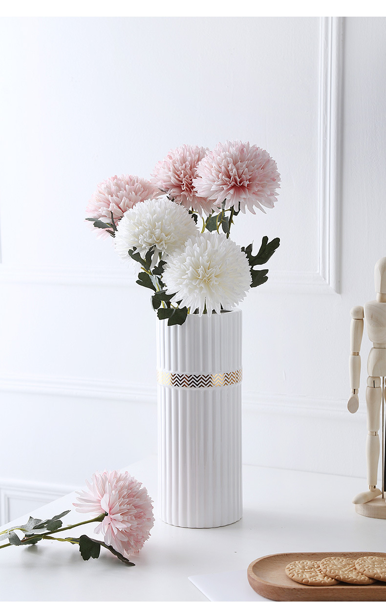 北欧轻奢条纹金边小清新陶瓷花瓶花器批发摆件家居装饰品仿真插花