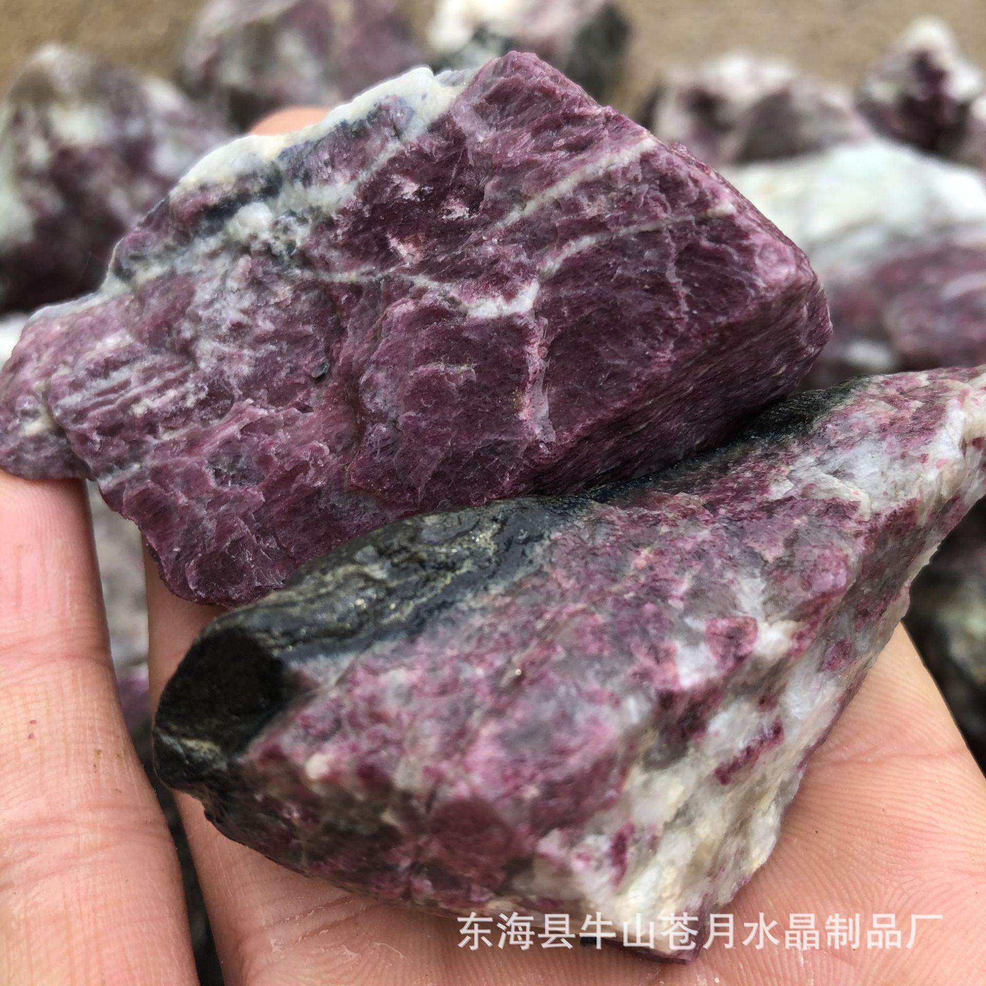 天然梅花碧玺原石红碧玺矿标 香薰手链饰品雕刻料 批发(公斤价)