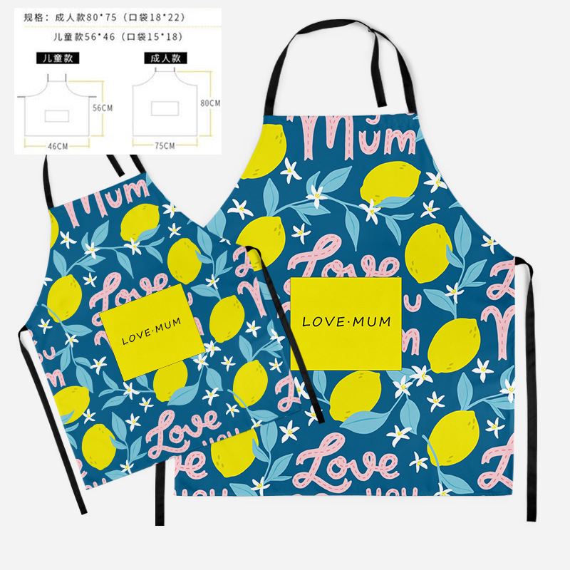 New Nordic Home Kitchen Apron Cartoon Fashion Boys and Girls Parent-Child Children Cute Oil-Proof Household Cotton and Linen Sample