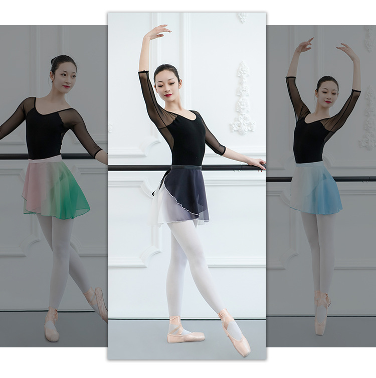 舞者之歌 芭蕾舞裙练功服女成人现代舞蹈服纱裙一片式雪纺体操裙