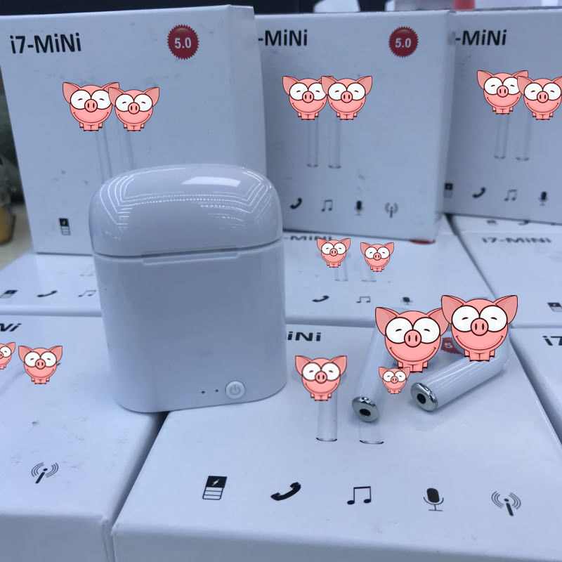 跨境无线充电仓i7s i7mini彩色5.0蓝牙耳机适用苹果安卓亚马逊
