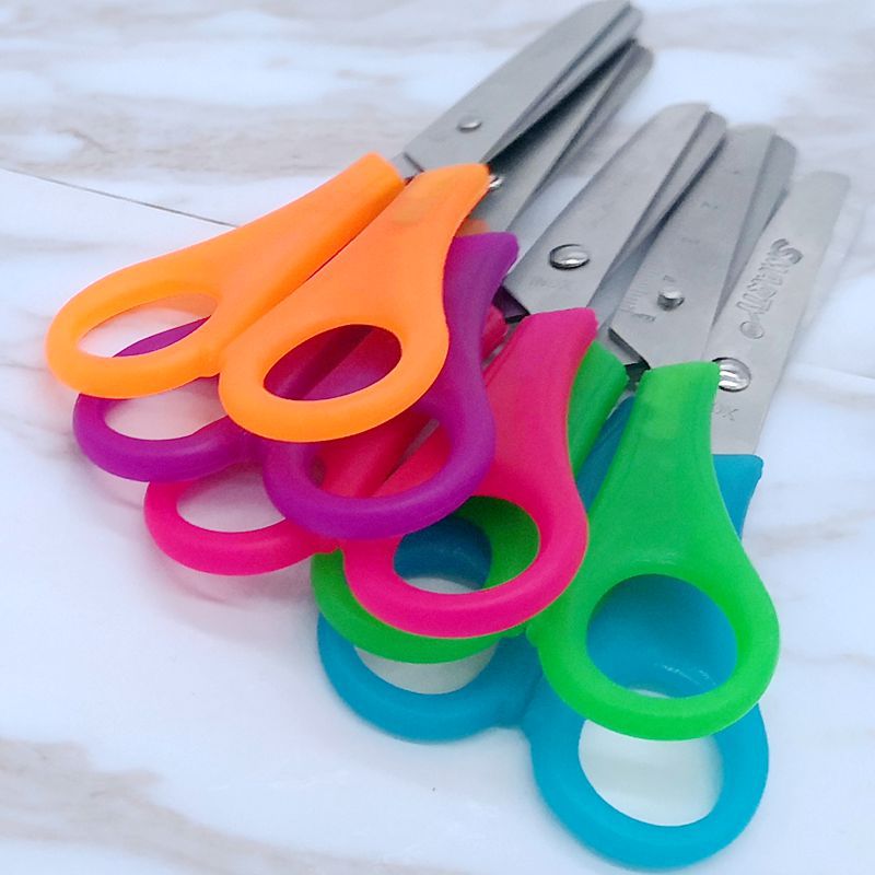 批发学生塑料柄圆头剪刀创意儿童diy剪 手工美工文具幼儿安全剪刀