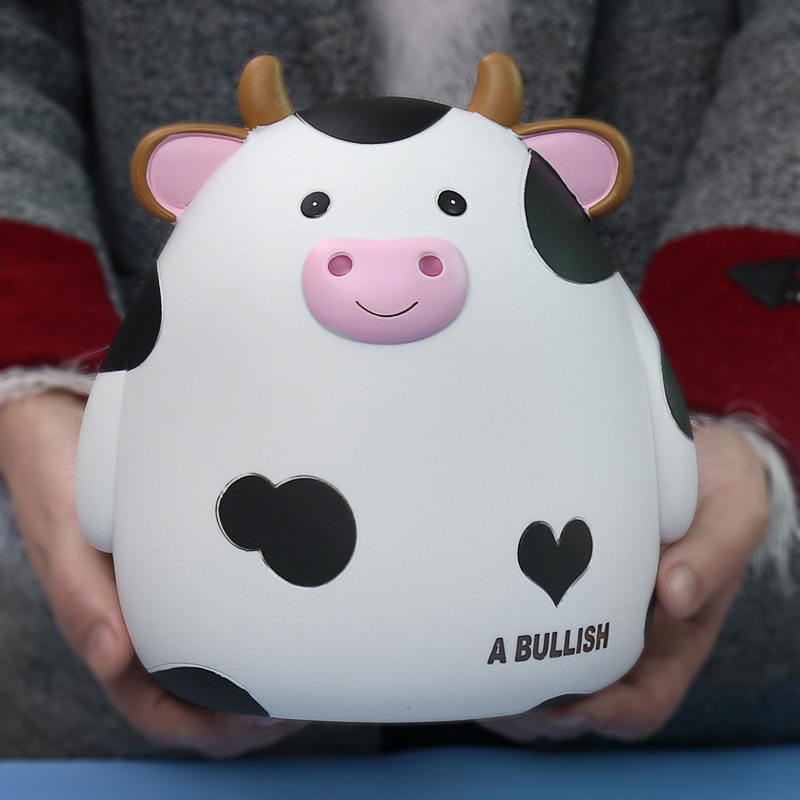 呆萌小牛存钱罐桌面摆件储钱罐可爱创意儿童礼物搪胶攒钱罐可代发