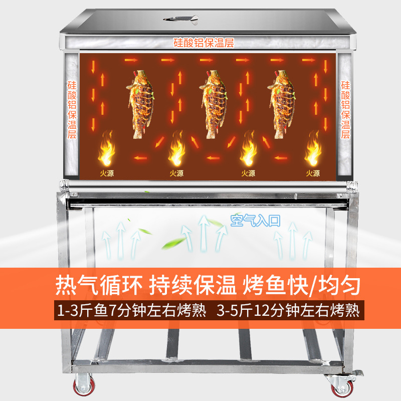 烤鱼炉商用燃气无烟煤气碳烤鱼机不锈钢全自动智能电烤鱼烤箱