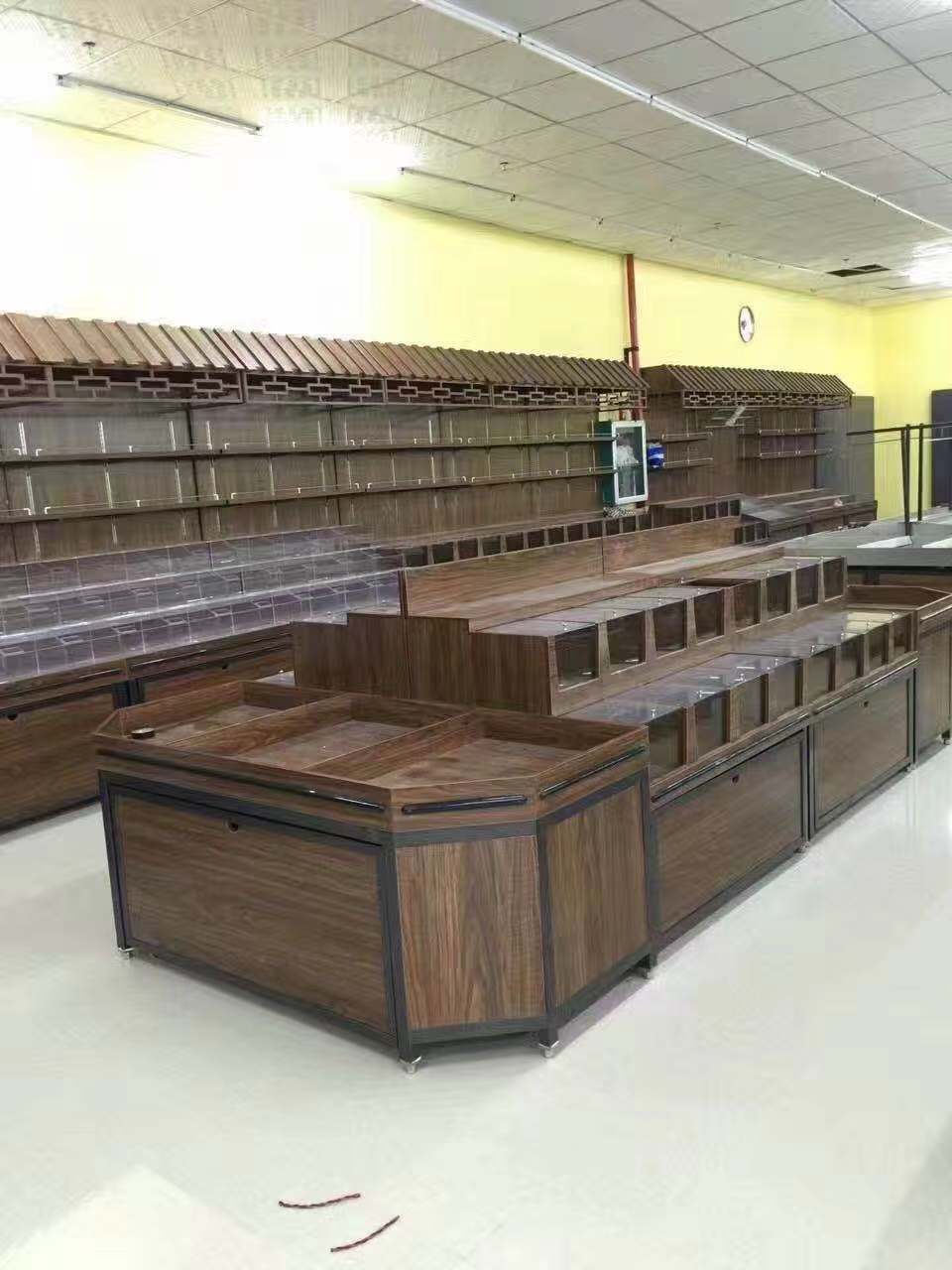 超市靠墙干果货架 木质货架干货柜糖果柜粮油货架五谷杂粮展示架