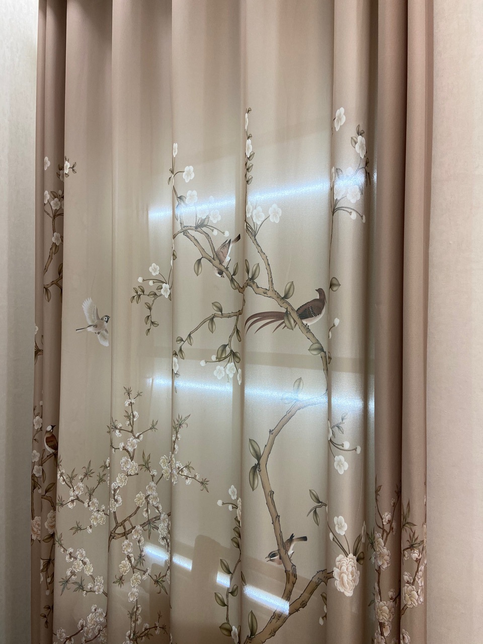 2020年新款新中式花鸟喜鹊纱帘客厅古典风格数码印花纱阳台大气