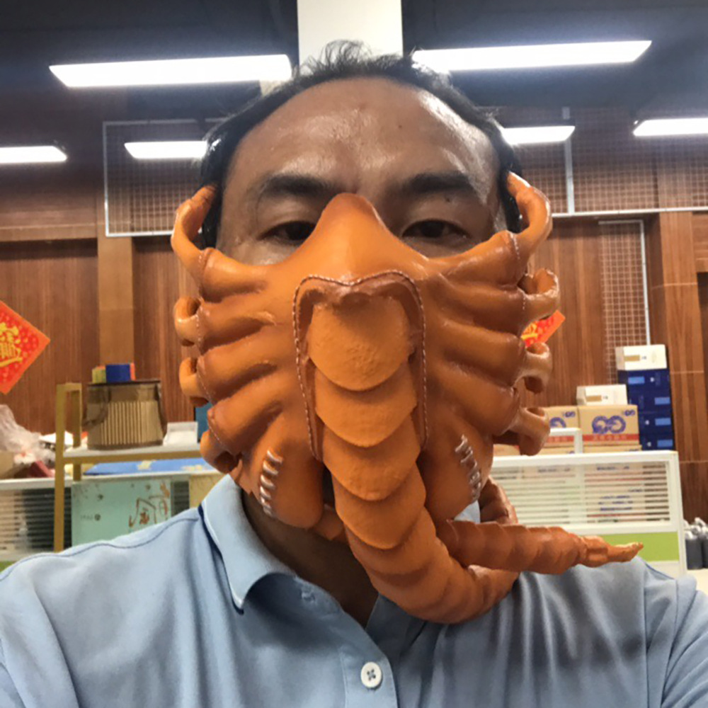 万圣节恐怖异形蝎子面具现货仿真新款抱脸虫面具铁血战士乳胶面具