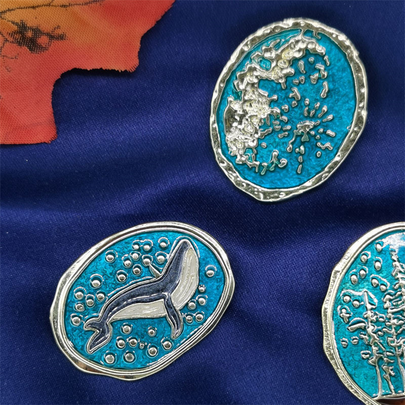 青岛银河记欧美珐琅釉树林银河胸针星空海洋鲸鱼椭圆别针小徽章