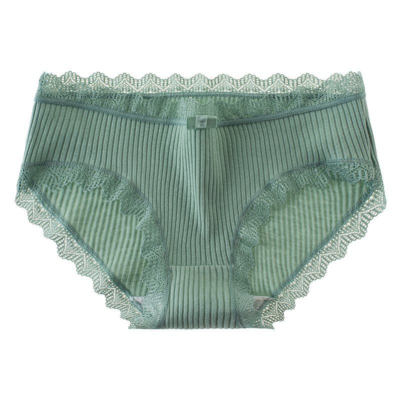 New Women's Lace Thread Underwear Mid-Waist Breathable Cotton Bottom Comfortable Briefs Japanese Women's Underwear