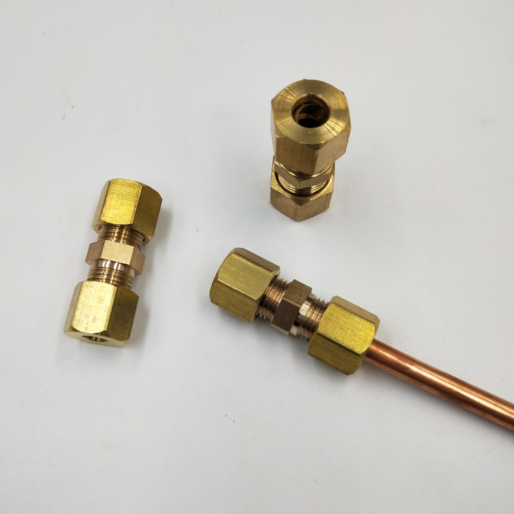 铜管双头卡套8mm*8mm铜管接头4*4mm直通 6*6mm双头卡套直接9.52mm