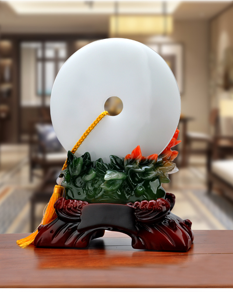 富贵平安家居摆设招财纳福五福临门平安扣摆件仿玉树脂工艺品送礼