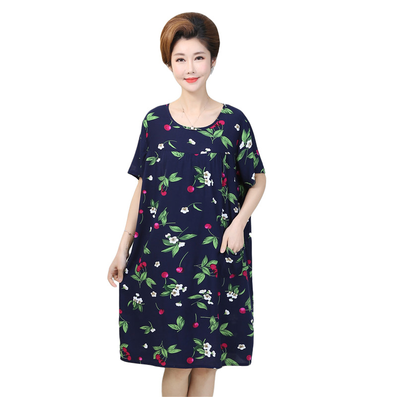 Spot Artificial Cotton Cotton Cotton Nightdress Loose and Comfortable plus-Sized plus-Sized Cotton Silk Skirt Mom Dress Artificial Cotton Nightdress