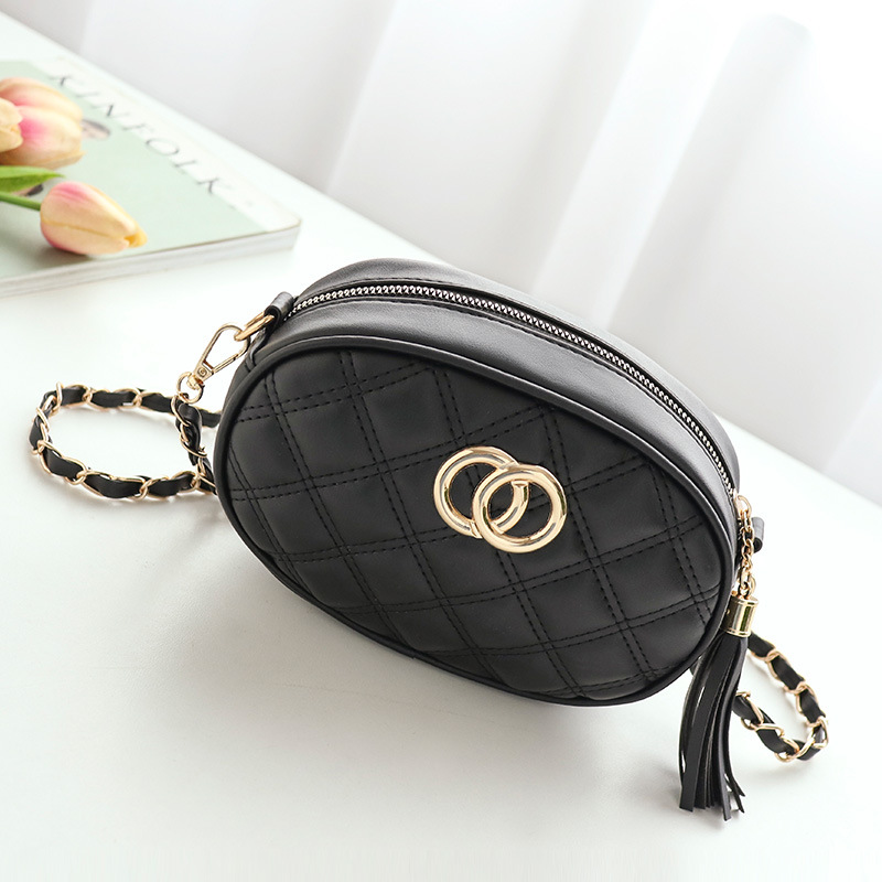 Tassel Bag Alphabet Embroidery Chain Shoulder Bag 2022 Spring and Summer Elegant Fresh Rhombus Women's Bag All-Match Messenger Bag