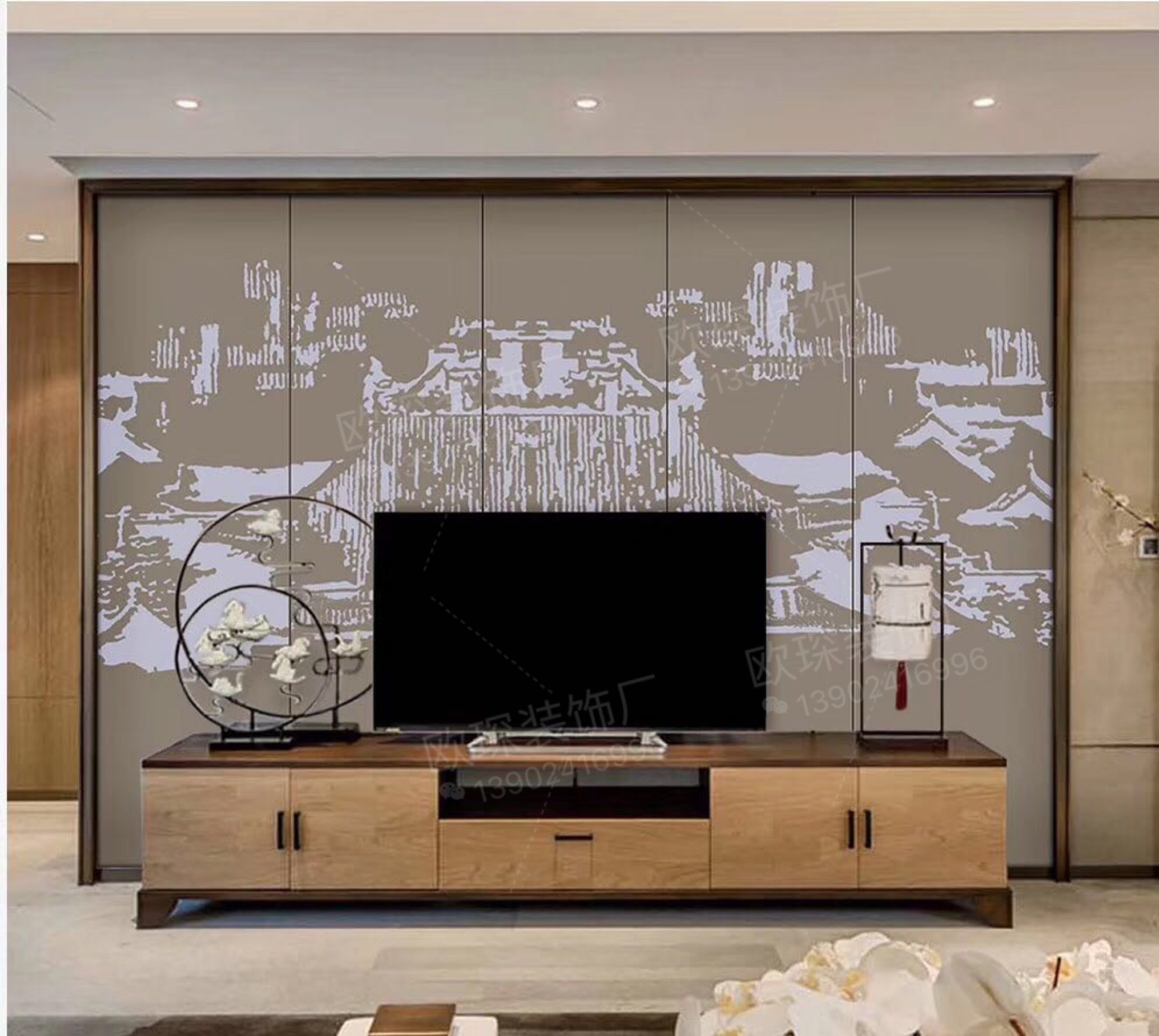 刺绣浮雕 割雕背景墙工厂软包硬包皮雕 会所民宿酒店工程来图定制