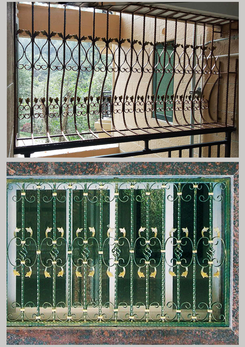 佛山厂家直销 铁艺防盗窗花 铁艺护窗栏杆 拱形门花窗花 出口香港