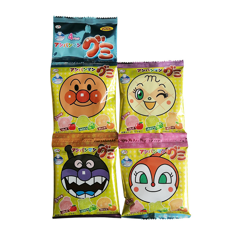 日本 不二家面包超人水果护齿软糖儿童宝宝糖果零食 四连包2岁