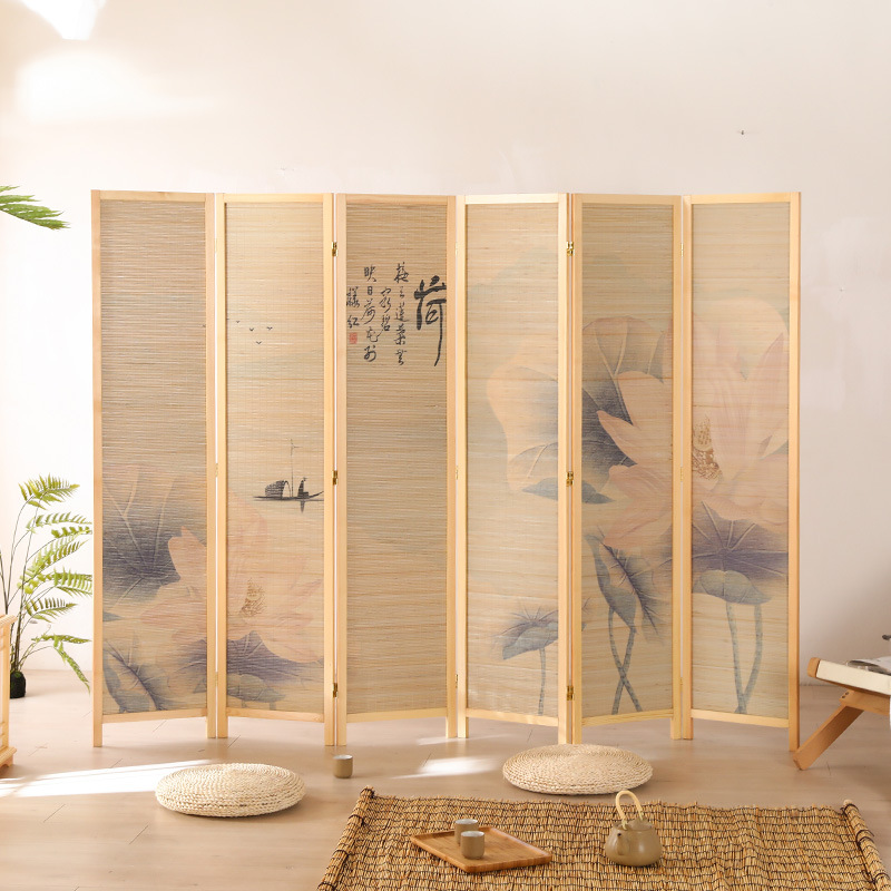 实木屏风隔断墙折叠隔断移动客厅简约现代田园中式竹制办公室屏风