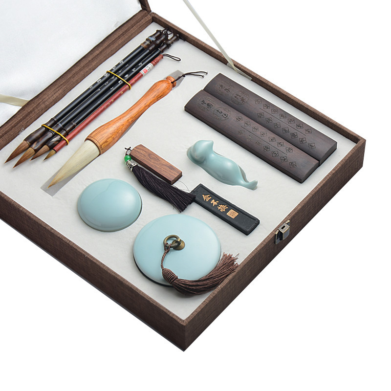 文房四宝精品套装高档专业礼盒笔墨纸砚全套狼毫毛笔挂砚台用品毛