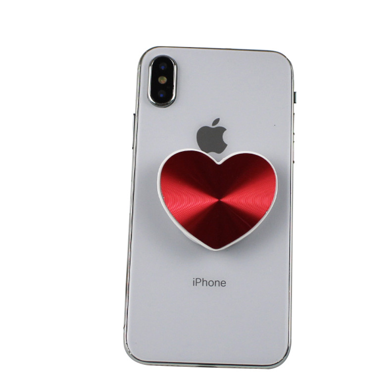 创意心形cd纹气囊手机支架 懒人伸缩折叠铝合金桃心cd纹手机支架