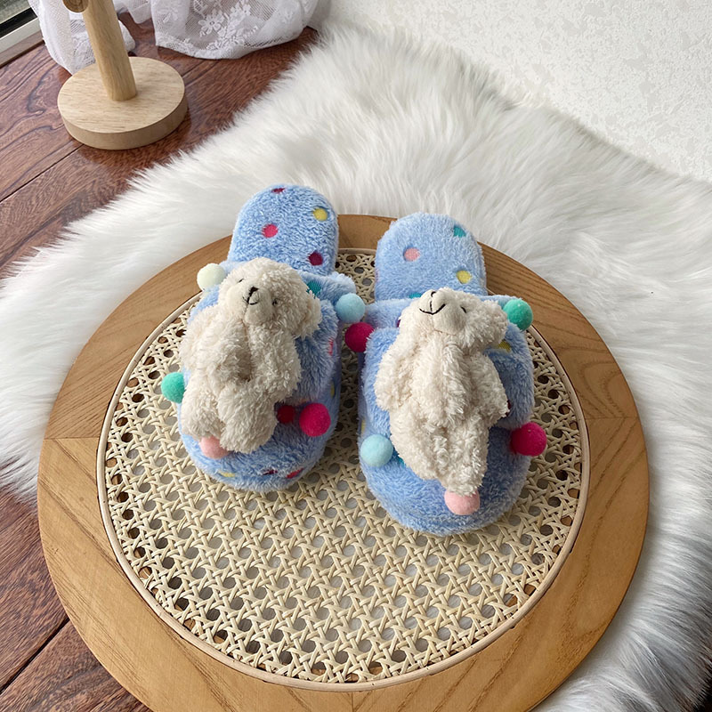 New Winter Women's Cute Cartoon Plush Dormitory Home Slippers Bear Indoor Warm Cotton Slippers Indoor Slippers