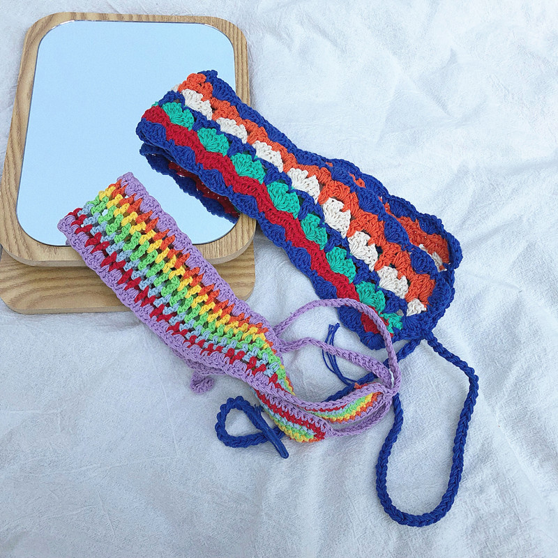 少女针织棉线手工编织发带百搭甜美镂空发箍超仙压发发卡宽边头带