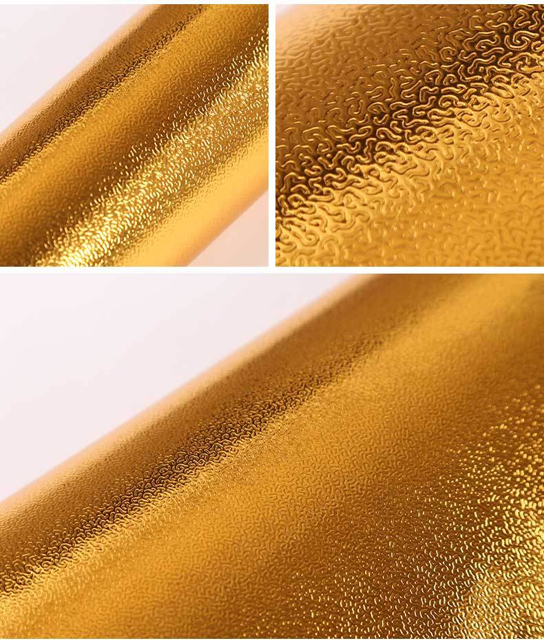 源头工厂金色壁纸自粘土豪金金黄色防水贴即时贴金箔不干胶墙纸贴