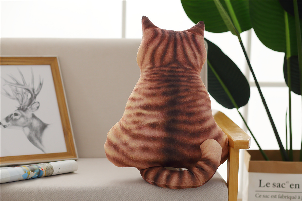 猫范创意花猫咪背影抱枕毛绒二次元玩具偶喵星人动物跨境外贸公仔