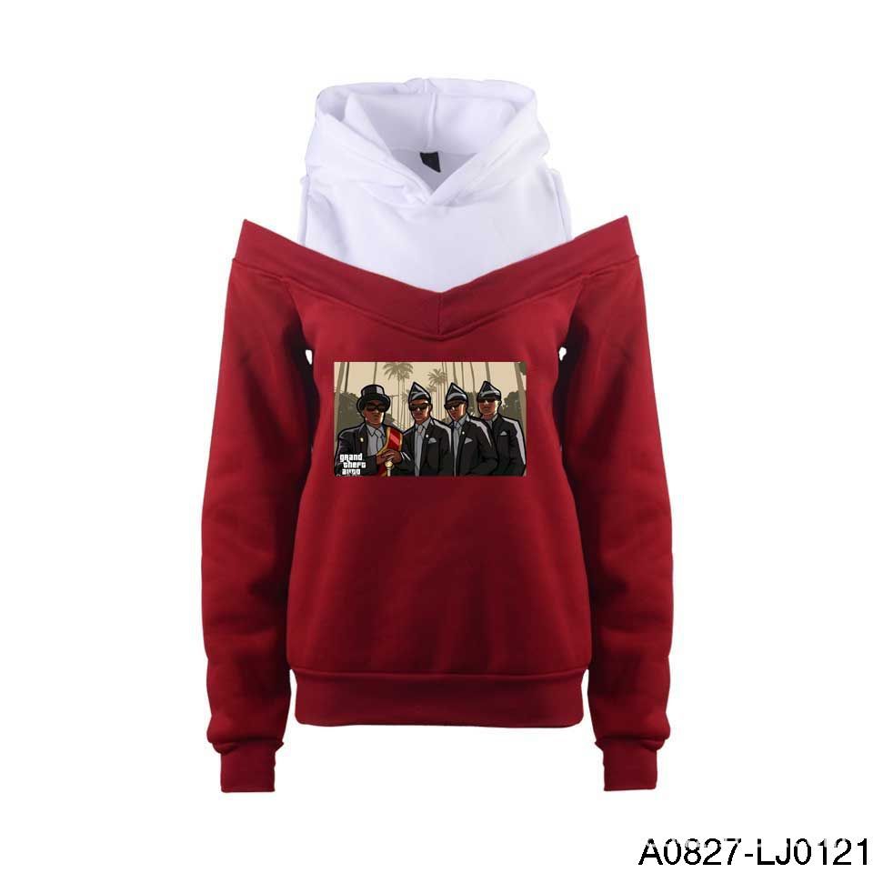 女装2020爆款欧美热销戴帽露肩卫衣dancing pallbearers