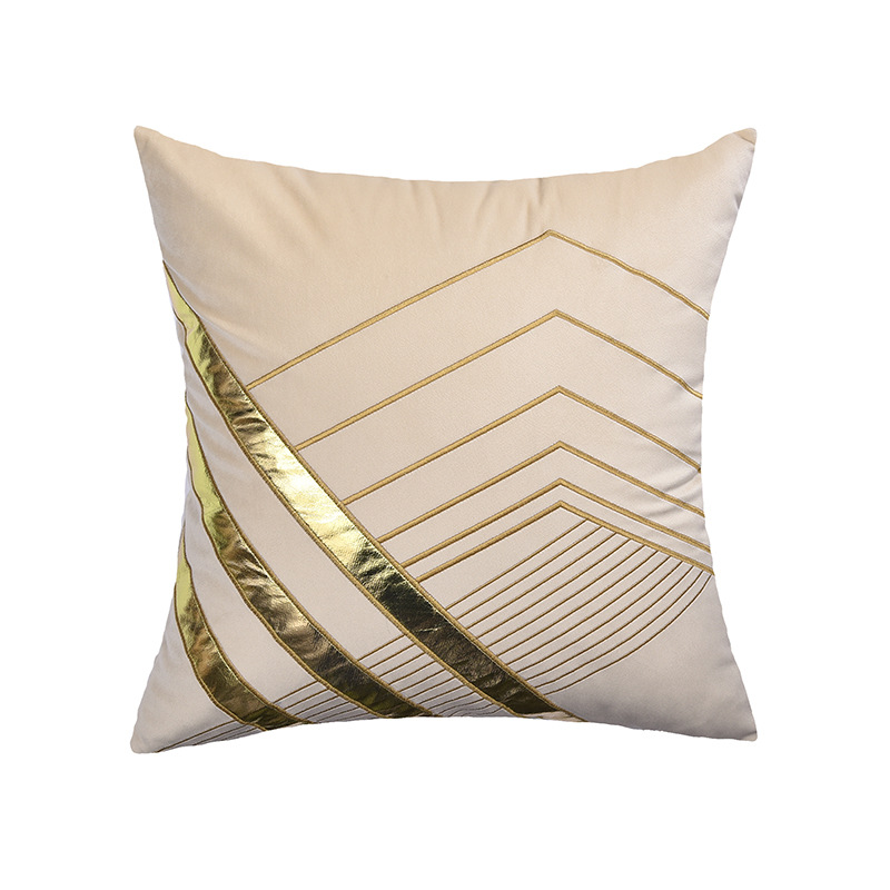Gilding Embroidery Pillow Cover Living Room Bedroom Cushion Simple Style Striped Pillow Cover Retail Link