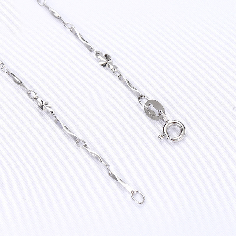 冠铭银饰元宝花片链女款 s925银元宝间雪花链机织链配链素链项链