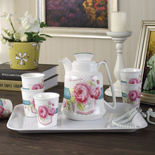 客厅陶瓷8头冷水壶套装 家用大容量凉开水壶水杯 下午茶咖啡水具